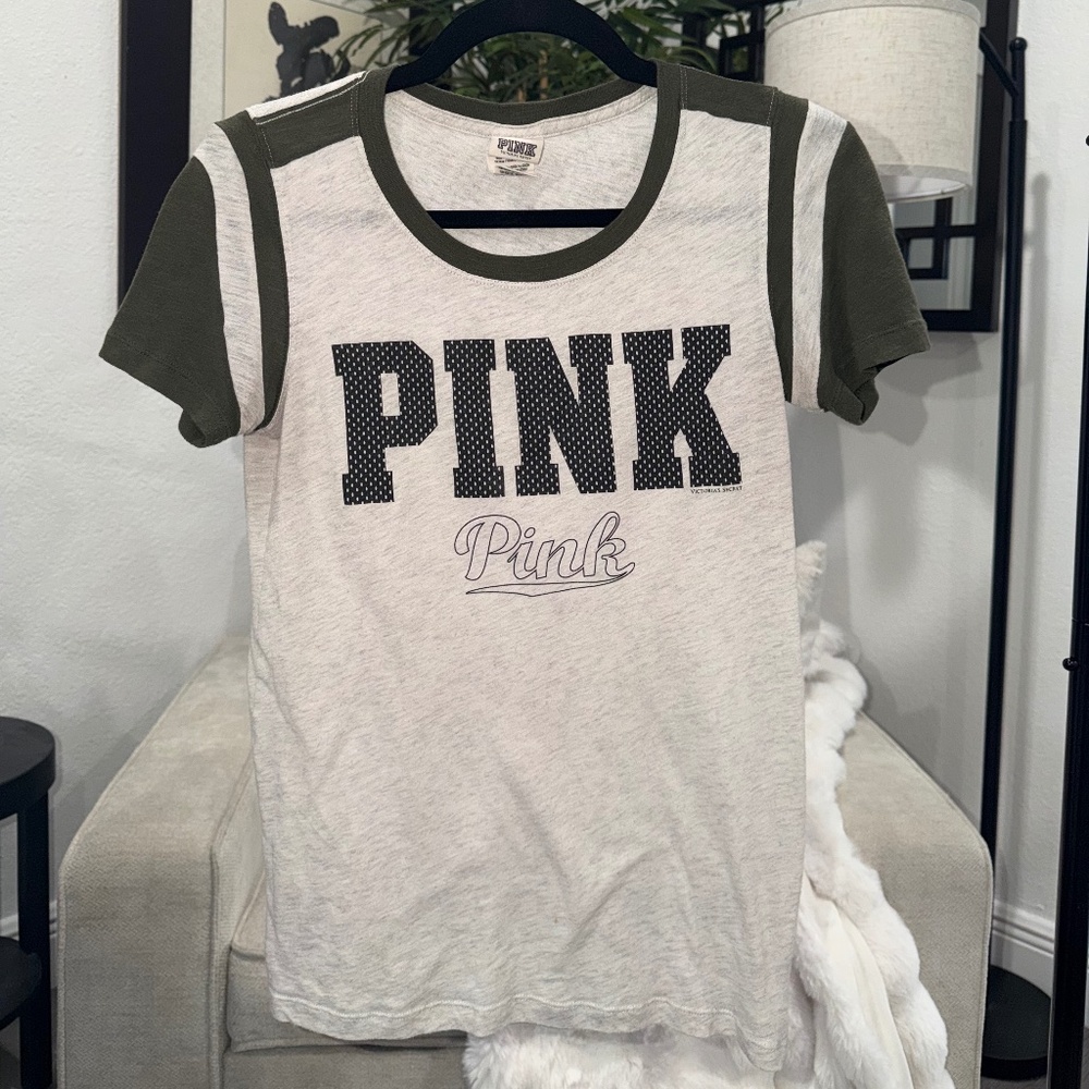 PINK Victoria's Secret Tee T-shirt, XS, Green and Gray